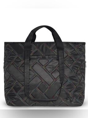 Lug Ferry XL Expandable Carry-All Tote Bag Black Rainbow Stitch